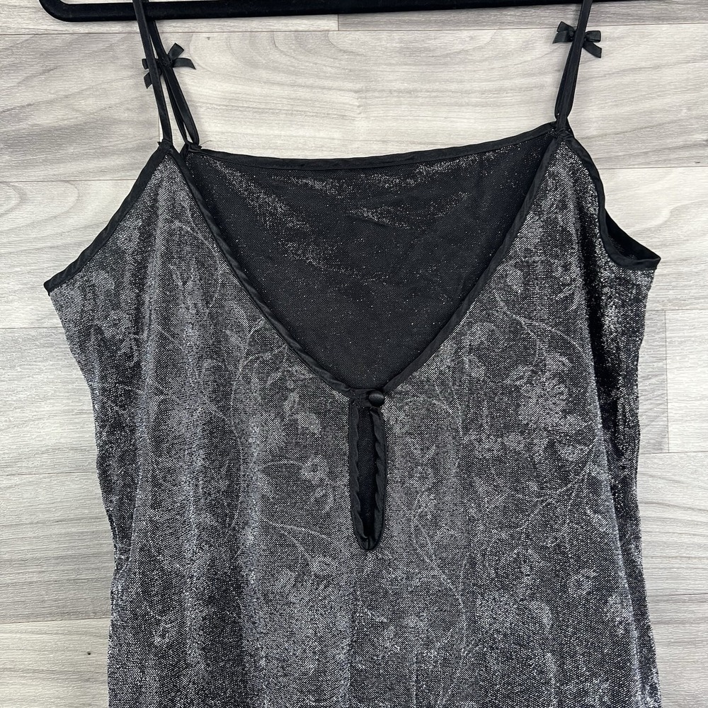Private Luxuries VTG Nightgown Womens L Black Cami Top Silky Feminine Sheer Sexy - Picture 12 of 13